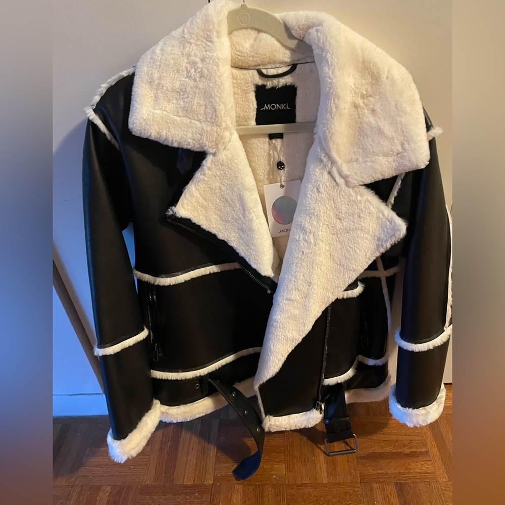 MONKI FAUX LEATHER JACKET new with tags size XS - Picture 9 of 13